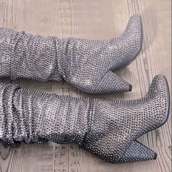 NEW I.N.C Gerii grey Metallic Slouch ImStuded Boots  Women |  Pewter |  shoes - Picture 7 of 9